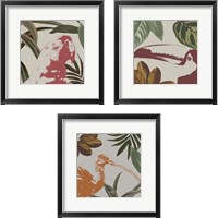 Framed 'Graphic Tropical Bird  3 Piece Framed Art Print Set' border=