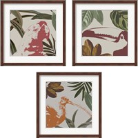 Framed 'Graphic Tropical Bird  3 Piece Framed Art Print Set' border=