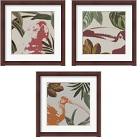 Framed 'Graphic Tropical Bird  3 Piece Framed Art Print Set' border=