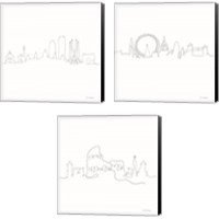 Framed 'Once Line City 3 Piece Canvas Print Set' border=