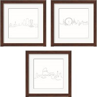 Framed 'Once Line City 3 Piece Framed Art Print Set' border=