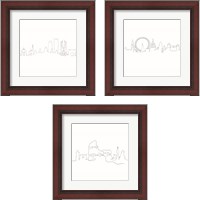 Framed 'Once Line City 3 Piece Framed Art Print Set' border=