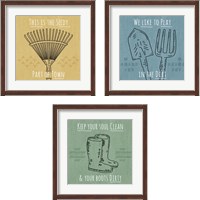 Framed 'Home Grown 3 Piece Framed Art Print Set' border=