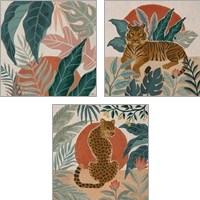 Framed 'Big Cat Beauty 3 Piece Art Print Set' border=