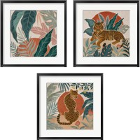 Framed 'Big Cat Beauty 3 Piece Framed Art Print Set' border=