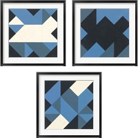 Framed 'Triangles 3 Piece Framed Art Print Set' border=