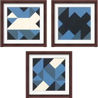 Framed 'Triangles 3 Piece Framed Art Print Set' border=