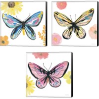 Framed 'Beautiful Butterfly 3 Piece Canvas Print Set' border=