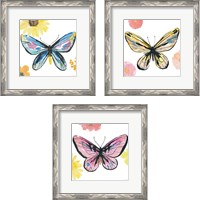 Framed 'Beautiful Butterfly 3 Piece Framed Art Print Set' border=