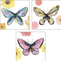 Framed 'Beautiful Butterfly 3 Piece Art Print Set' border=
