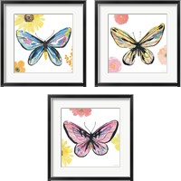 Framed 'Beautiful Butterfly 3 Piece Framed Art Print Set' border=