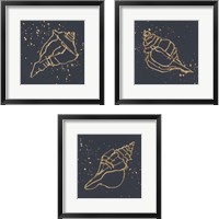 Framed 'Gold Conch 3 Piece Framed Art Print Set' border=