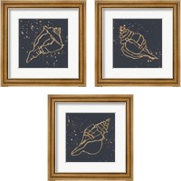Framed 'Gold Conch 3 Piece Framed Art Print Set' border=