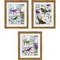 Framed 'Bird Intersection 3 Piece Framed Art Print Set' border=