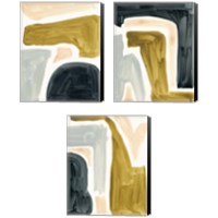 Framed 'Brushy Shapes 3 Piece Canvas Print Set' border=