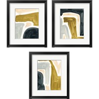 Framed 'Brushy Shapes 3 Piece Framed Art Print Set' border=