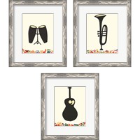 Framed 'Cut Paper Instruments 3 Piece Framed Art Print Set' border=