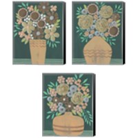 Framed 'Flower Garden Bouquet 3 Piece Canvas Print Set' border=