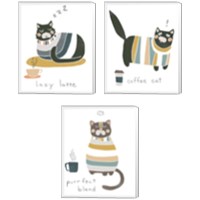 Framed 'Coffee Cats 3 Piece Canvas Print Set' border=