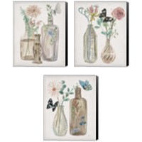 Framed 'Butterflies & Flowers 3 Piece Canvas Print Set' border=