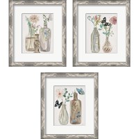 Framed 'Butterflies & Flowers 3 Piece Framed Art Print Set' border=