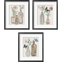 Framed 'Butterflies & Flowers 3 Piece Framed Art Print Set' border=