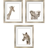 Framed 'Safari Animal Portraits 3 Piece Framed Art Print Set' border=