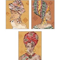 Framed African Flair Warm 3 Piece Art Print Set