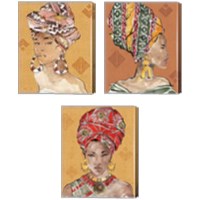 Framed 'African Flair Warm 3 Piece Canvas Print Set' border=