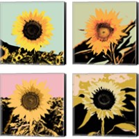 Framed Pop Art Sunflower 4 Piece Canvas Print Set