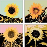 Framed 'Pop Art Sunflower 4 Piece Art Print Set' border=