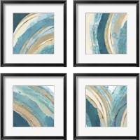 Framed 'Making Blue Waves 4 Piece Framed Art Print Set' border=