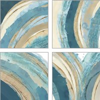 Framed 'Making Blue Waves 4 Piece Art Print Set' border=