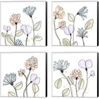 Framed 'Spindle Blossoms 4 Piece Canvas Print Set' border=
