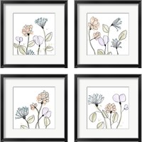 Framed Spindle Blossoms 4 Piece Framed Art Print Set