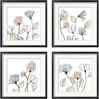 Framed Spindle Blossoms 4 Piece Framed Art Print Set