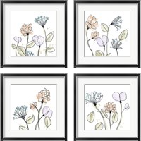 Framed 'Spindle Blossoms 4 Piece Framed Art Print Set' border=