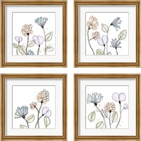 Framed 'Spindle Blossoms 4 Piece Framed Art Print Set' border=