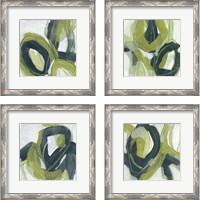 Framed 'Verdigris Motion 4 Piece Framed Art Print Set' border=