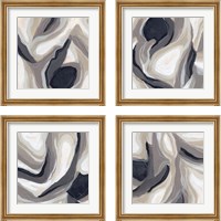 Framed 'Stone Ripple 4 Piece Framed Art Print Set' border=