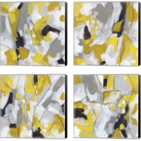 Framed 'Citron Confetti 4 Piece Canvas Print Set' border=