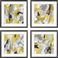 Framed 'Citron Confetti 4 Piece Framed Art Print Set' border=