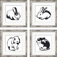 Framed 'Winter Rabbit 4 Piece Framed Art Print Set' border=