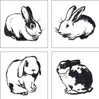 Framed 'Winter Rabbit 4 Piece Art Print Set' border=