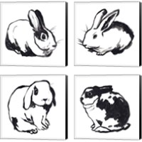 Framed 'Winter Rabbit 4 Piece Canvas Print Set' border=