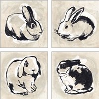 Framed 'Antique Rabbit 4 Piece Art Print Set' border=