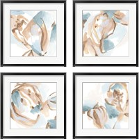 Framed 'Abstracted Shells 4 Piece Framed Art Print Set' border=