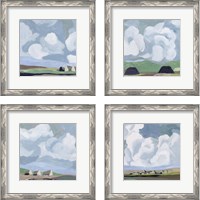 Framed 'Quiet Village 4 Piece Framed Art Print Set' border=