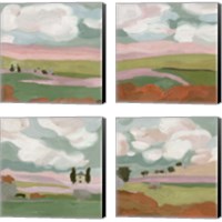 Framed 'Violet Fields 4 Piece Canvas Print Set' border=
