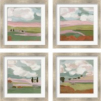 Framed 'Violet Fields 4 Piece Framed Art Print Set' border=